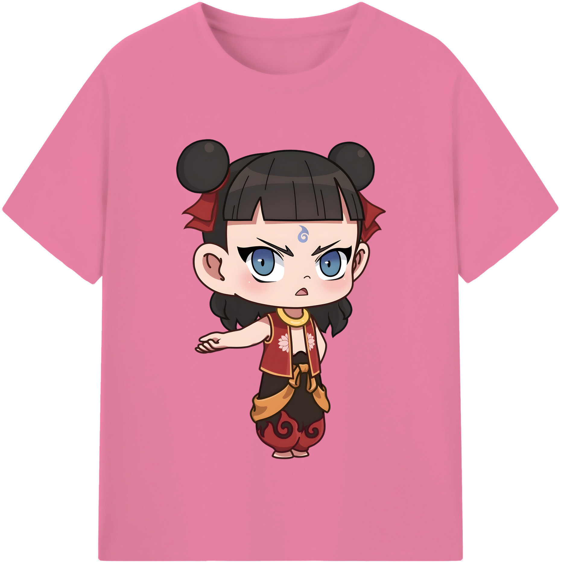 （画像用） Ne Zha 2 ナタ 魔童の大暴れ 綿100％半袖Tシャツ（フロントプリント）